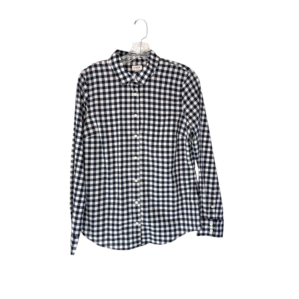 J.Crew Signature Fit Gingham Lightweight Cotton Shirt‎ Black White Medium